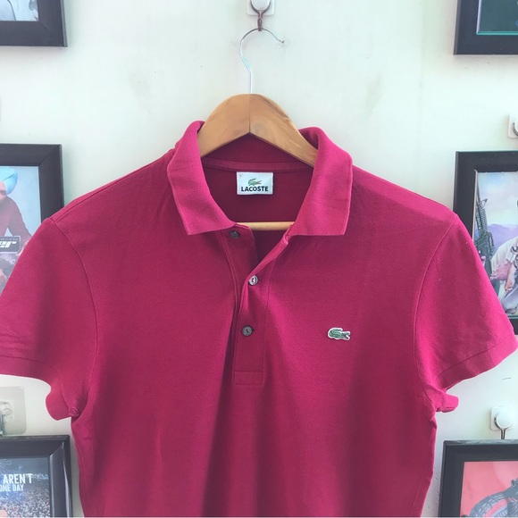 Maroon Lacoste polo tee (S) - Picture 3 of 6
